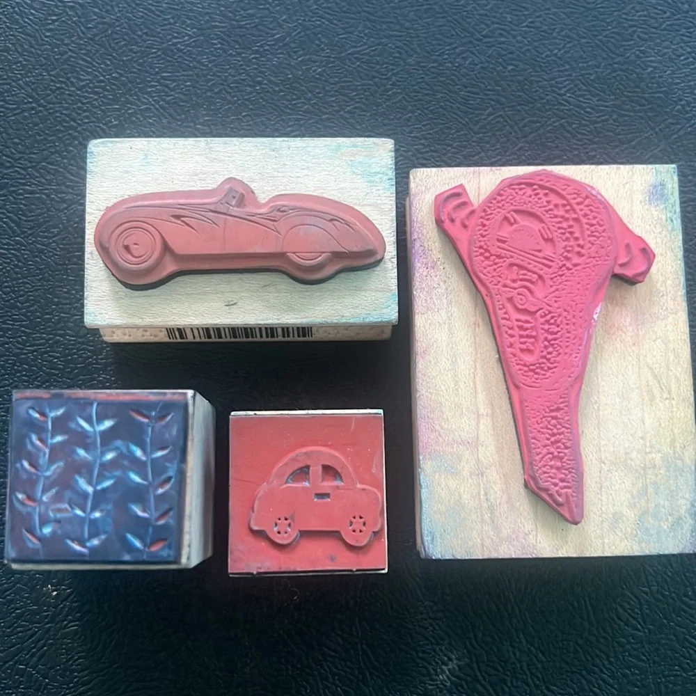 Rubber Stamps Inkadinkadoo Hero Arts Car Parking Meter race VW bug